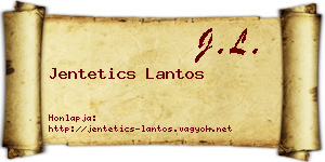 Jentetics Lantos névjegykártya